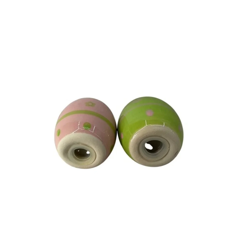 Unbranded‎ Easter Egg Salt Pepper Shakers OS Pink Green Excellent Spring Decor